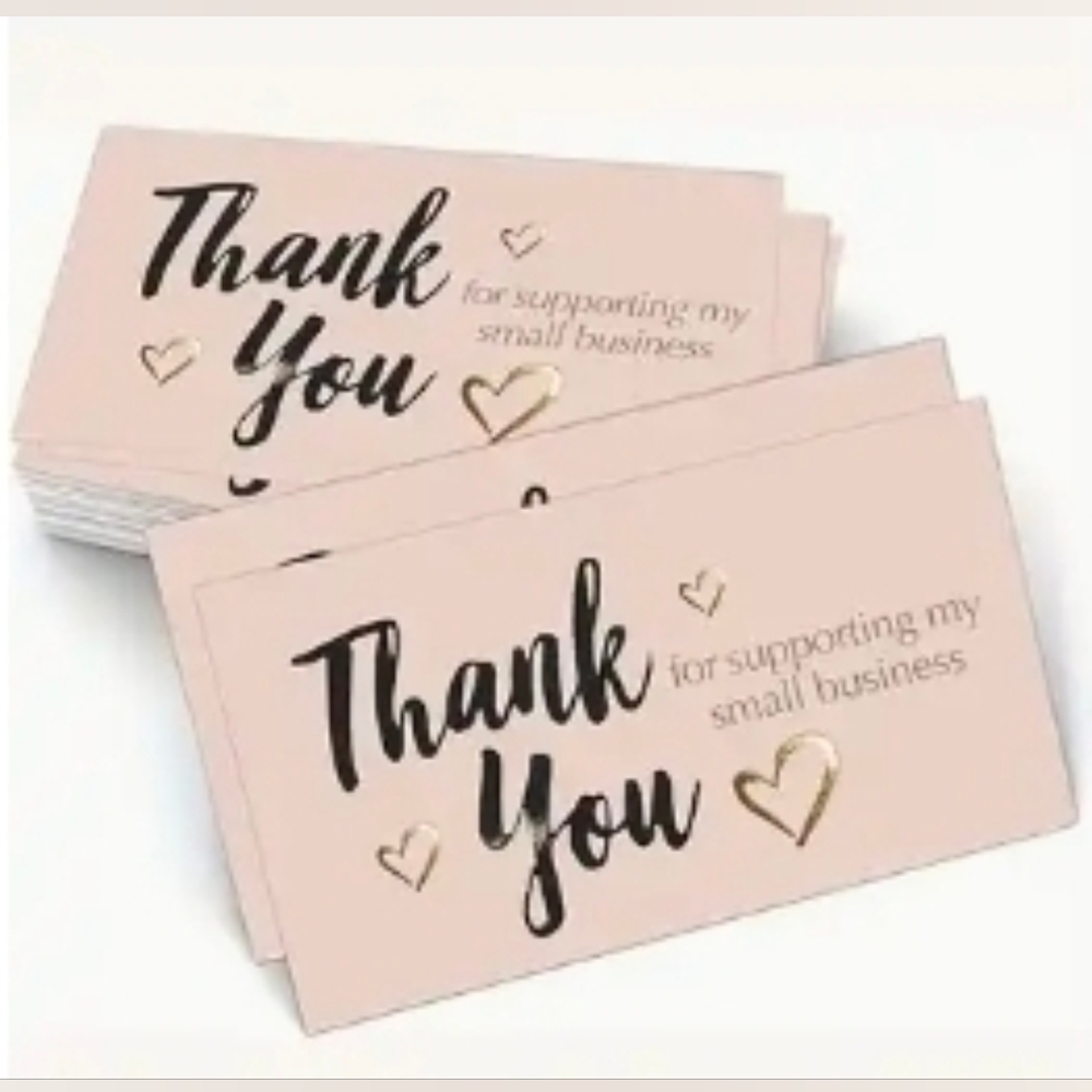 Thank You Cards for Small Business - Pink and Gold
